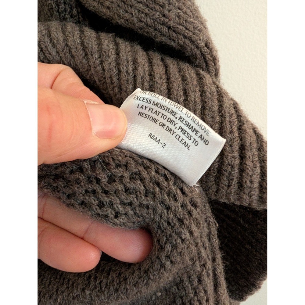 Eileen Fisher Wool Blend Italian Yarn Ribbed Boat Neck Sweater Brown Large - Picture 6 of 7